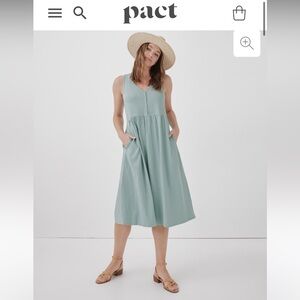 PACT Relaxed Slub Henley Tank Dress in Sky Blue